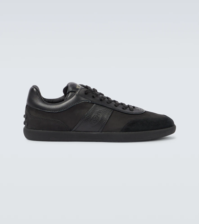 Tod's Tabs Suede And Leather Sneakers In Black