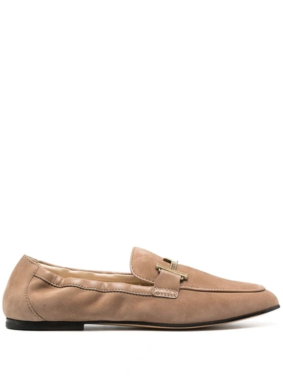 Tod's T-logo Slip-on Loafers In Beige