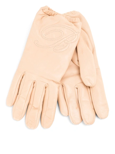 Blumarine Beige Leather Gloves