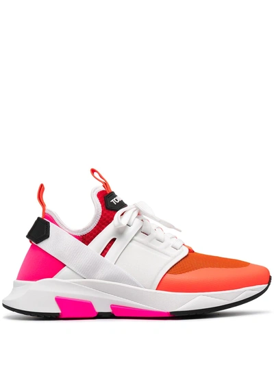 Tom Ford Mens Mult/other Jago Colour-block Shell And Mesh Trainers 8 In Orange Pink Multicolor
