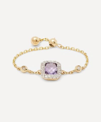 Anissa Kermiche 14ct Gold Amethyst And Diamond Chain Ring