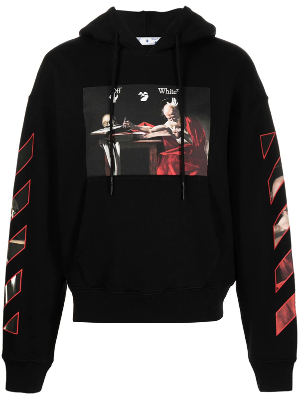 Off-white &trade; Black Sprayed Diag Hoodie Black Red | ModeSens