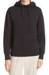 Vince Essential Cotton Hoodie In Black