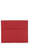 Longchamp Le Foulonne Leather Slim Card Case In Red