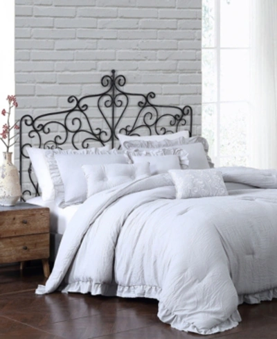 Montage Home Davina Enzyme Ruffled 6 Piece Comforter Set, Queen Bedding In Light Gray