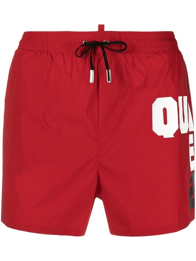 Dsquared2 Swimsuit With Contrasting Logo In Red