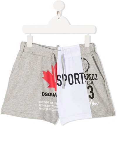 Dsquared2 Teen Sport Edtn. 03 Cotton Shorts In Light Grey