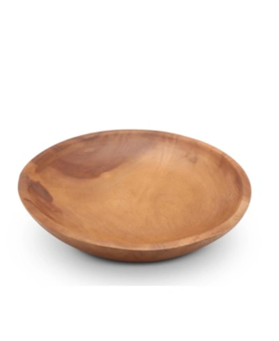 Arthur Court Acacia Wood Serving Bowl For Fruits Or Salads Calabash Round Shape Style Large Wooden Single Bowl In Silver