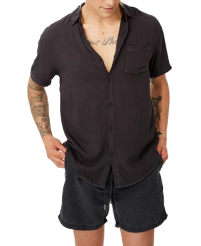 Cotton On Men's Cuban Short Sleeve Shirt In Washed Black