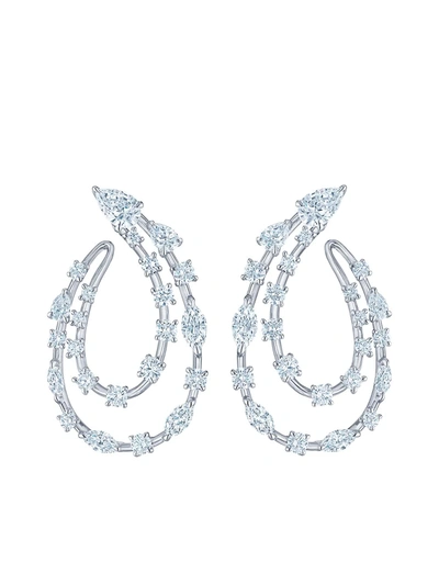 Kwiat Women's Starry Night 18k White Gold & Diamond 2-row Front-facing Hoop Earrings