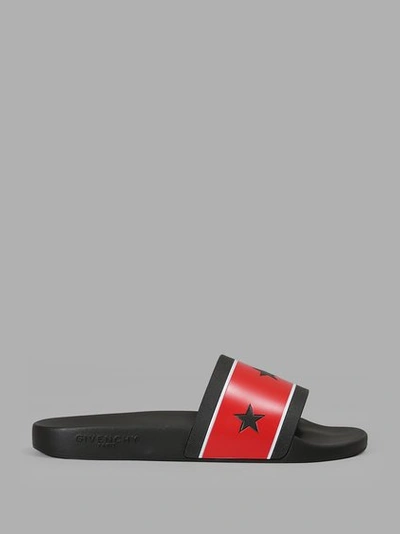 Givenchy Black Red Star Slide Sandals