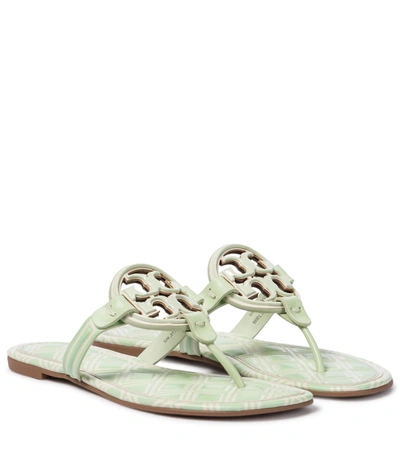 Tory Burch Miller Metal Print Leather Thong Sandals In New Ivory