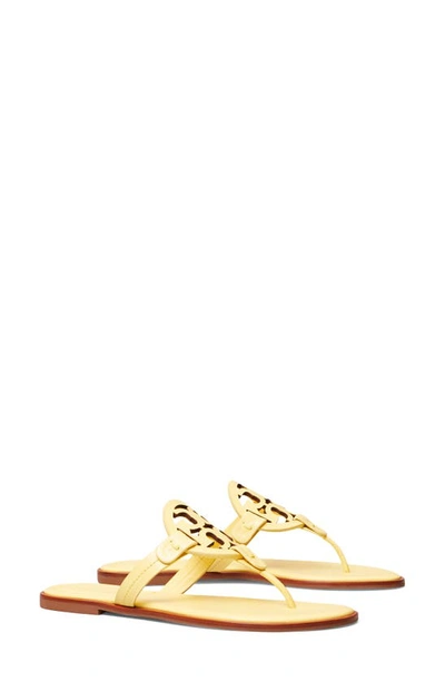 Tory Burch Women's Miller Welt Double T Leather Thong Sandals In Banana