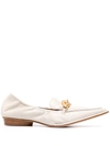 Tory Burch Jessa Point-toe Leather Loafers In Feather White