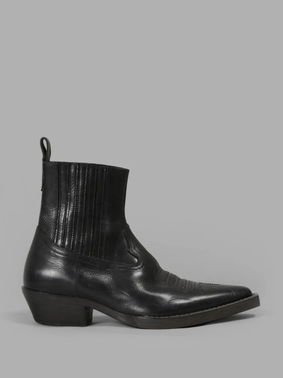 Maison Margiela Leather Cowboy Boots In Black