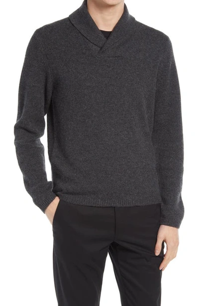 Vince Men's Cashmere Shawl Collar Pullover Sweater In H Charcoal
