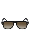 Cutler And Gross 53mm Flat Top Aviator Sunglasses In Black/ Smoke