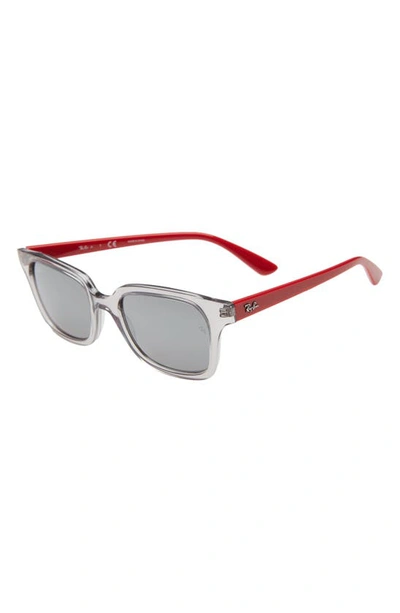Ray Ban Junior Wayfarer 48mm Sunglasses In Transparent Grey Silver Mirror