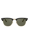 Ray Ban 49mm Polarized Browline Sunglasses In Black/ Crystal Green
