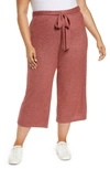 Bobeau Tie Front Crop Pants In Withered Rose