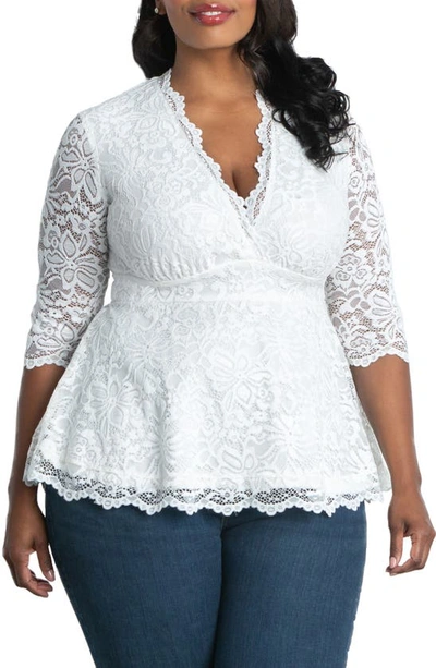 Kiyonna Linden Lace Top In White