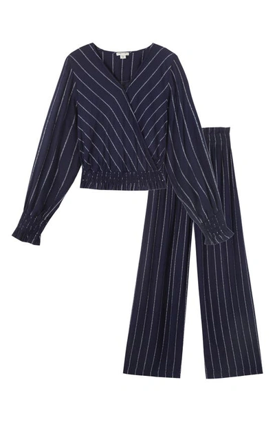 Habitual Girl Kids' Cover-up Top & Pants Set In Navy