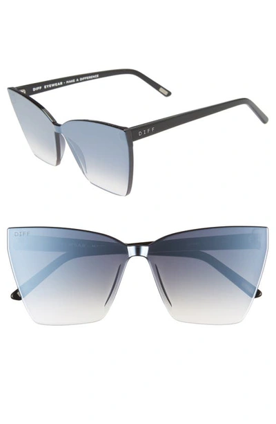 Diff Goldie 65mm Oversize Cat Eye Sunglasses In Black/ Silver Smoke