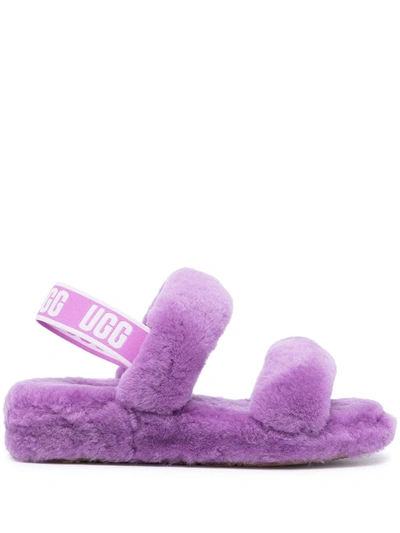 Ugg Oh Yeah Sheepskin Slingback Slippers In Purple/purple