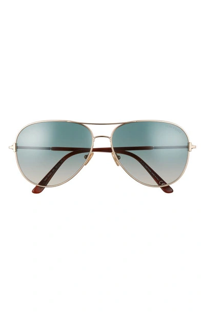 Tom Ford Clark 61mm Gradient Aviator Sunglasses In Rose Gold/ Green Gradient