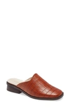 Intentionally Blank Eddie Croc Embossed Mule In Cognac Leather