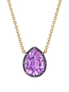 Fred Leighton 18kt Yellow Gold Pear Shaped Amethyst Collet Solitaire Pendant Necklace