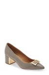 Tory Burch Gigi Block Heel Pump In Grey Heron