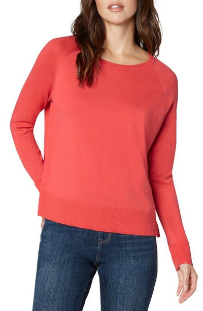 Liverpool Los Angeles Raglan Sweater In Bright Coral