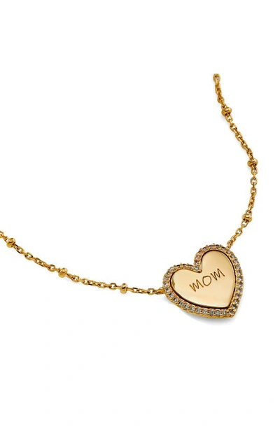Nadri Mom Engraved Heart Pendant Necklace In Gold