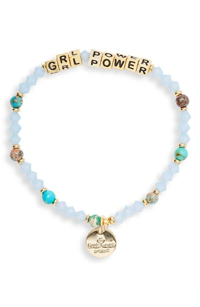 Little Words Project Grl Power Beaded Stretch Bracelet In Gold