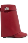 Givenchy Shark Lock Leather Boots In Red