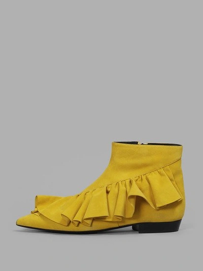 Jw Anderson Women's Yellow Ruffle Ankle Boots