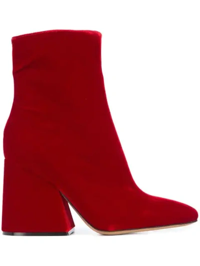 Maison Margiela Chunky Heel Ankle Booties In Red