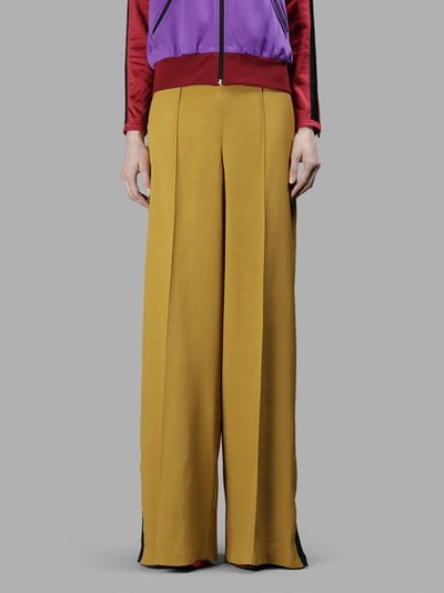Amen Women's Yellow Crepe Large Trousers