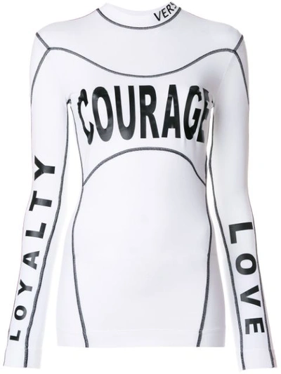 Versace Stretch Jersey T-shirt W/ Tulle Tank Top In White