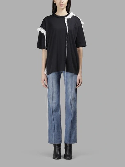Maison Margiela Embroidered-trim Cotton And Mohair T-shirt In Black