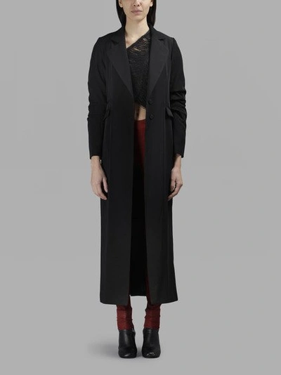 Isabel Benenato Women's Black Long Wool Trench