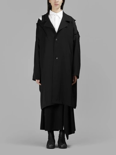Yohji Yamamoto Women's Cutout Shoulder Black Coat