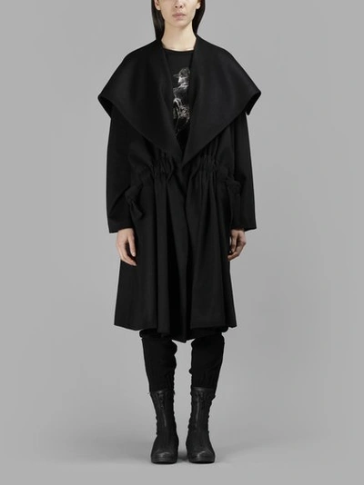 Yohji Yamamoto Women's Double Belt Gathered Coat In Black
