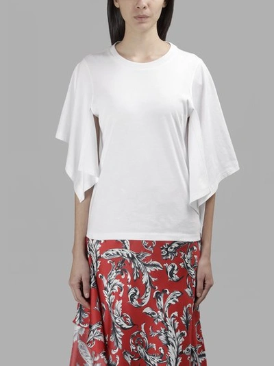Jw Anderson Asymmetric Fluted Sleeves T-shirt In 001 White