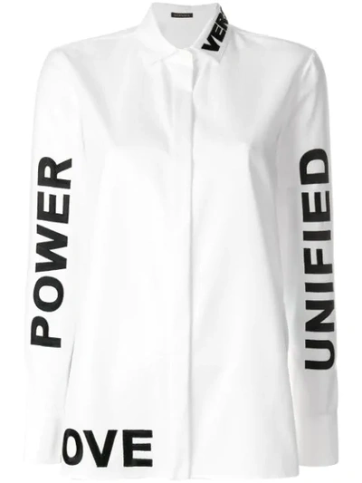 Versace White 'love, Power, Unified' Shirt