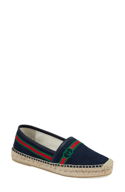 Gucci Web Stripe Pilar Espadrilles In Blue/ Blue