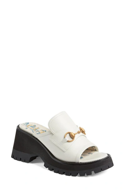 Gucci Harald Platform Slide Sandal In Dusty White