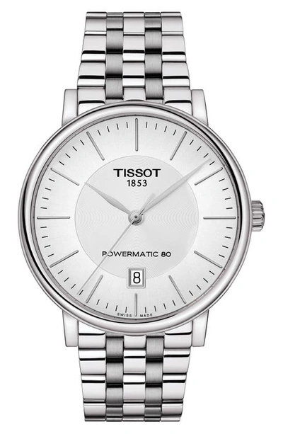 Tissot T-classic Carson Powermatic Bracelet Watch, 40mm In Silver/ White/ Silver
