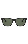 Ray Ban 57mm Square Sunglasses In Shiny Black/ Crystal Green